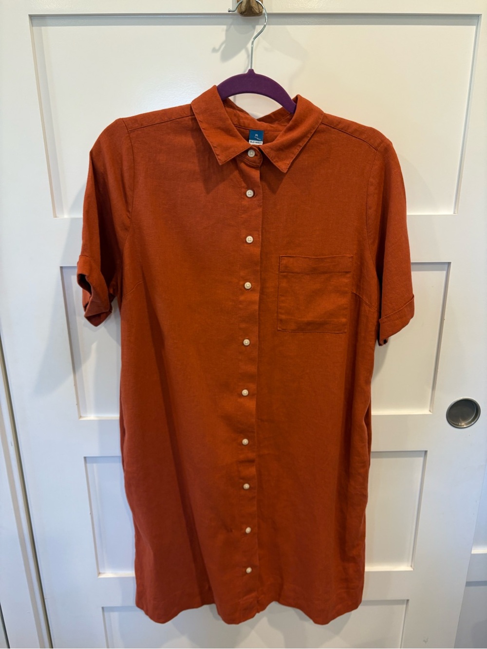 Old Navy rust linen blend dress with pockets